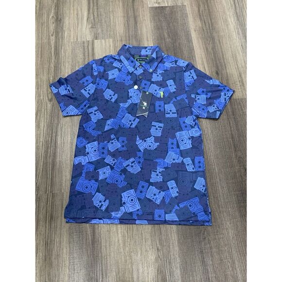 William Murray Mens Candid Camera Polo Golf Shirt Small Performance Stretch Blue - Picture 3 of 8